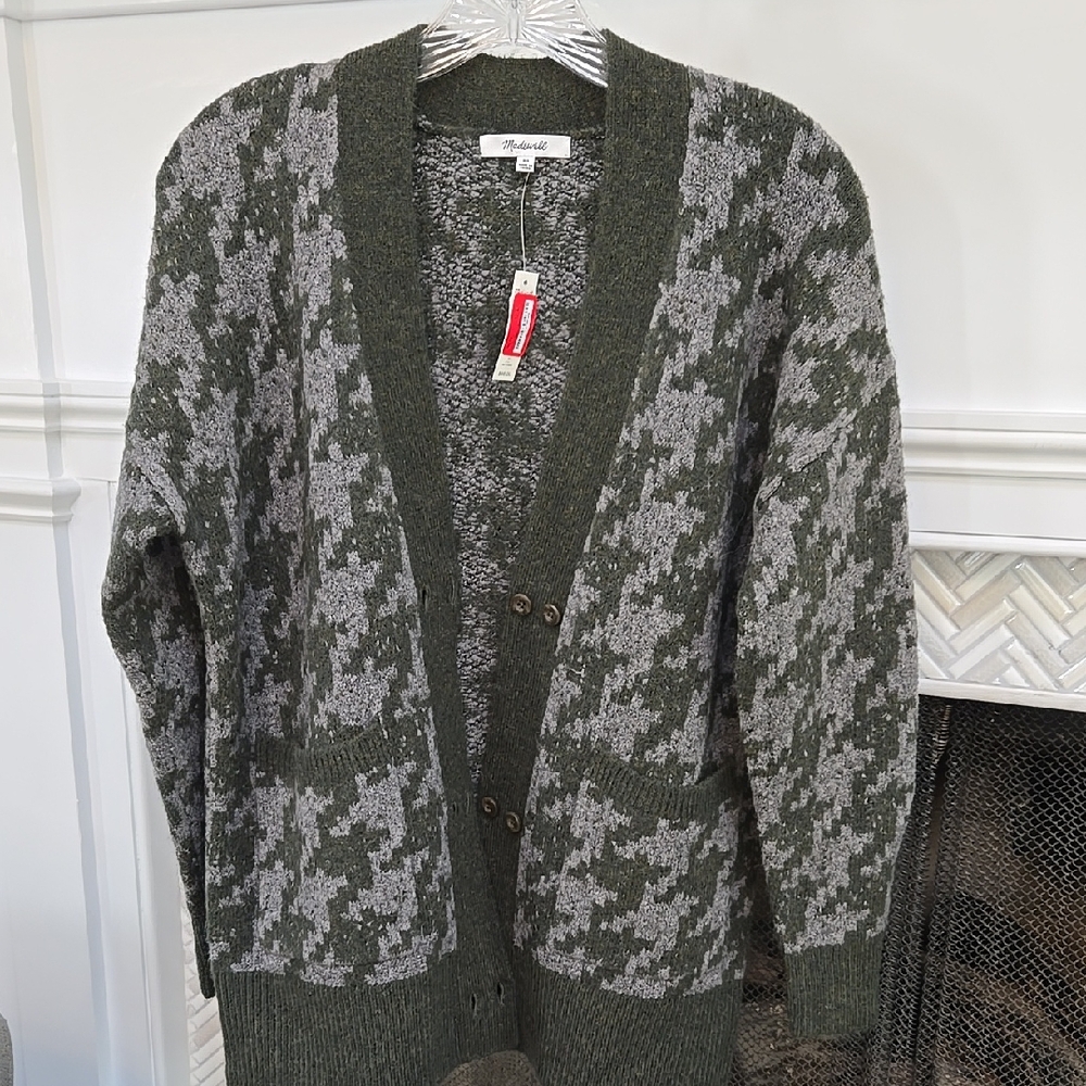NWT Madewell XS Green and Gray Women's Sweater